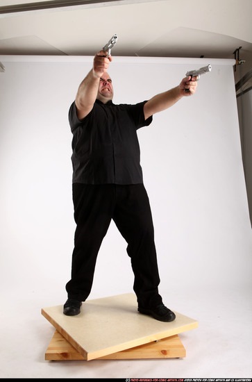 Man Adult Chubby White Fighting with gun Standing poses Business