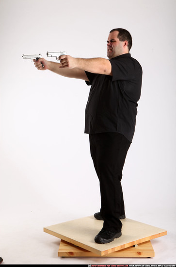 Man Adult Chubby White Fighting with gun Standing poses Business