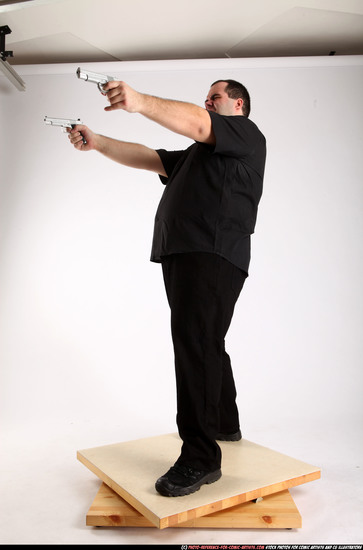 Man Adult Chubby White Fighting with gun Standing poses Business