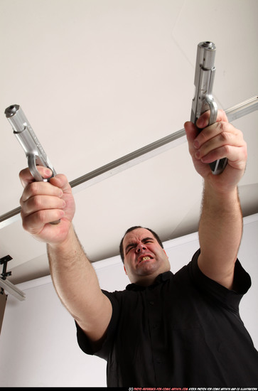 Man Adult Chubby White Fighting with gun Standing poses Business