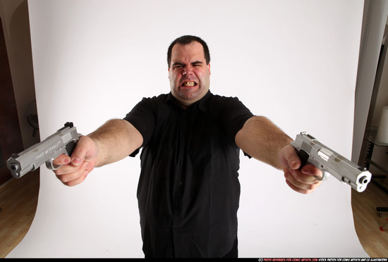 Man Adult Chubby White Fighting with gun Standing poses Business