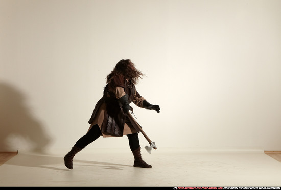 Man Adult Chubby White Fighting with sword Moving poses Army