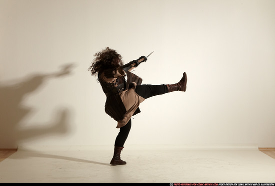 Man Adult Chubby White Fighting with sword Moving poses Army