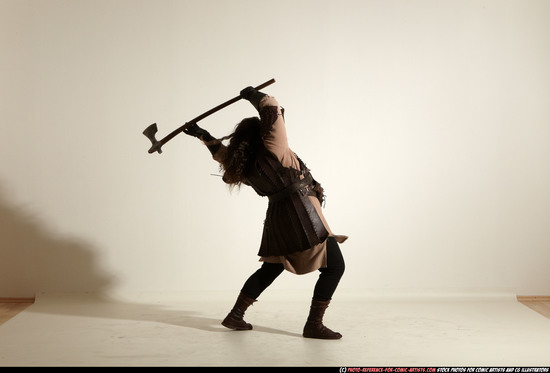 Man Adult Chubby White Fighting with sword Moving poses Army