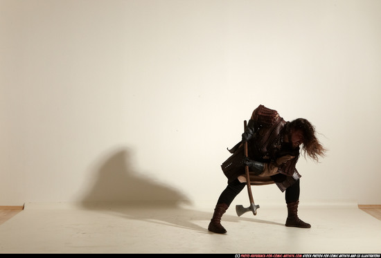 Man Adult Chubby White Fighting with sword Moving poses Army