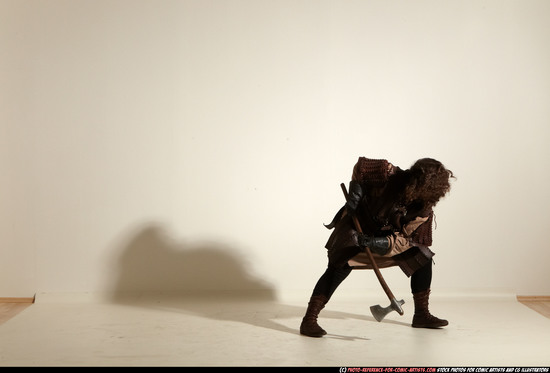 Man Adult Chubby White Fighting with sword Moving poses Army