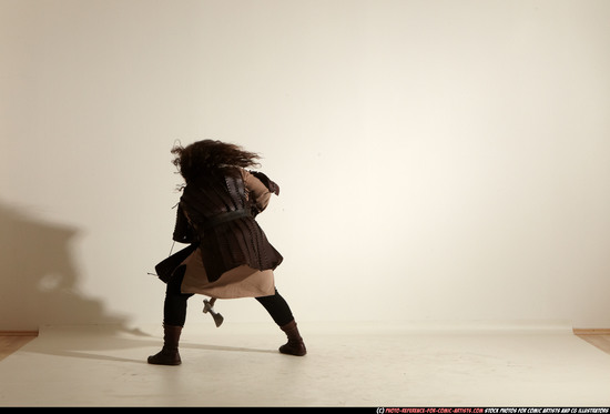 Man Adult Chubby White Fighting with sword Moving poses Army