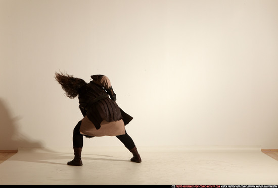 Man Adult Chubby White Fighting with sword Moving poses Army