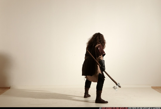 Man Adult Chubby White Fighting with sword Moving poses Army