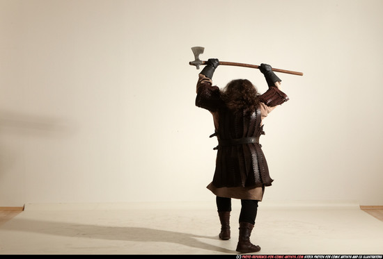 Man Adult Chubby White Fighting with sword Moving poses Army