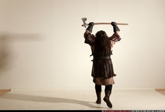 Man Adult Chubby White Fighting with sword Moving poses Army