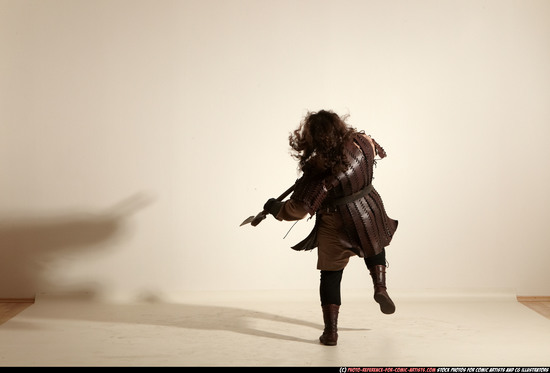 Man Adult Chubby White Fighting with sword Moving poses Army