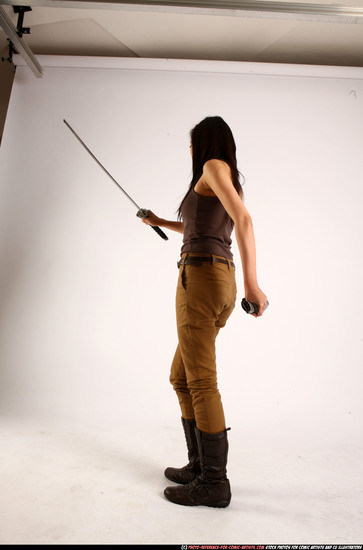 Woman Young Athletic Fighting with sword Standing poses Casual Asian