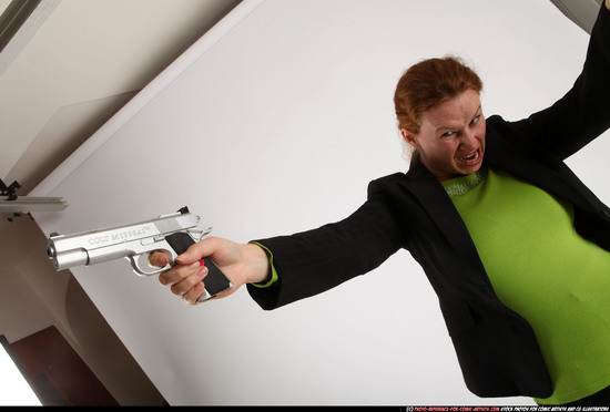 Woman Adult Average White Fighting with gun Standing poses Business