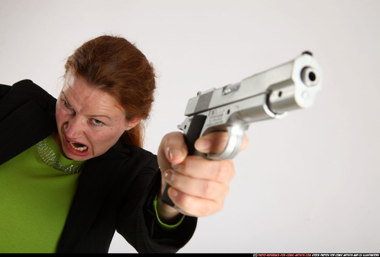 Woman Adult Average White Fighting with gun Standing poses Business