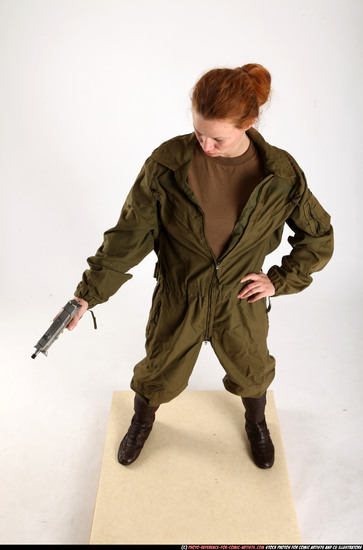 Woman Adult Athletic White Fighting with gun Standing poses Army