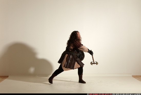 Man Adult Chubby White Fighting with sword Moving poses Army