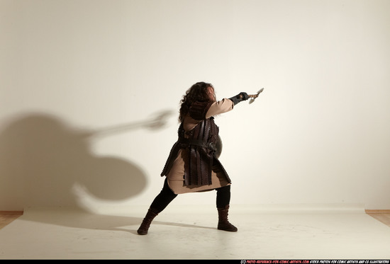 Man Adult Chubby White Fighting with sword Moving poses Army