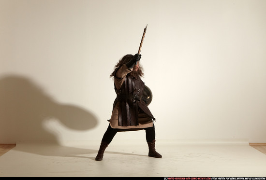 Man Adult Chubby White Fighting with sword Moving poses Army