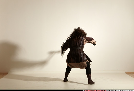 Man Adult Chubby White Fighting with sword Moving poses Army