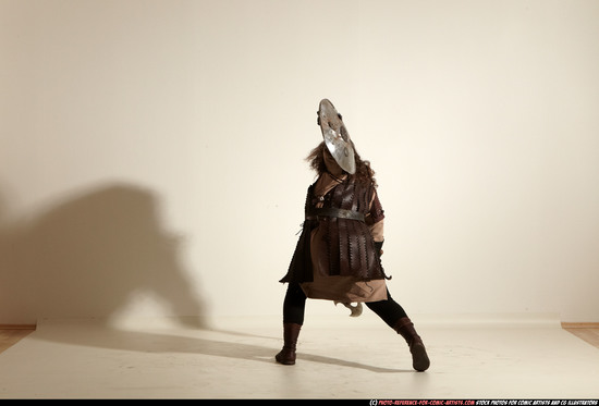 Man Adult Chubby White Fighting with sword Moving poses Army