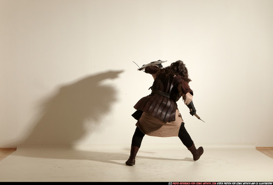 Man Adult Chubby White Fighting with sword Moving poses Army