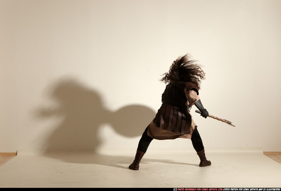 Man Adult Chubby White Fighting with sword Moving poses Army