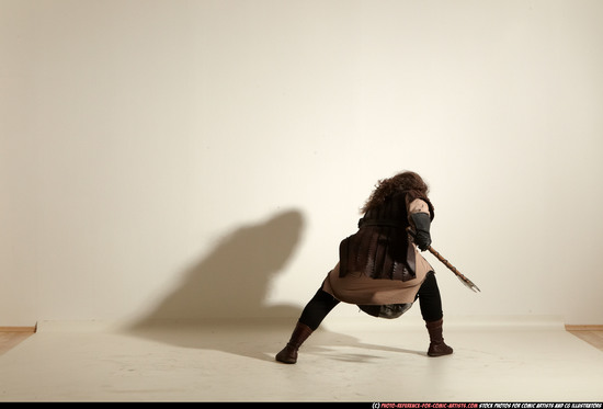 Man Adult Chubby White Fighting with sword Moving poses Army