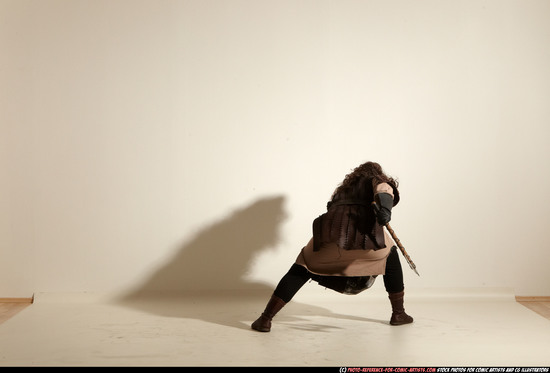 Man Adult Chubby White Fighting with sword Moving poses Army