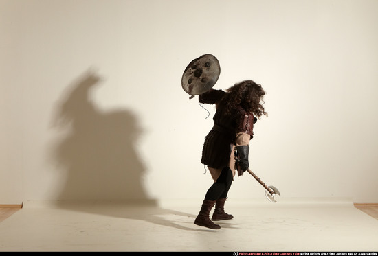 Man Adult Chubby White Fighting with sword Moving poses Army