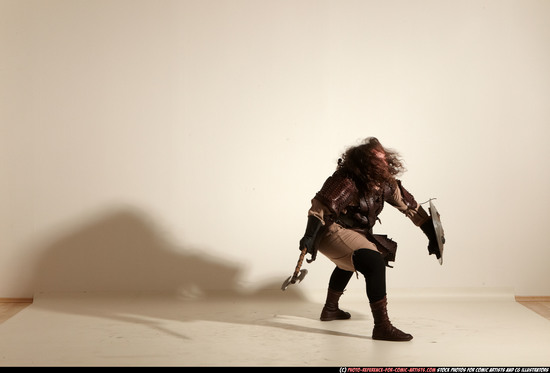 Man Adult Chubby White Fighting with sword Moving poses Army