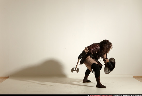 Man Adult Chubby White Fighting with sword Moving poses Army