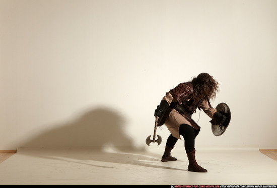 Man Adult Chubby White Fighting with sword Moving poses Army