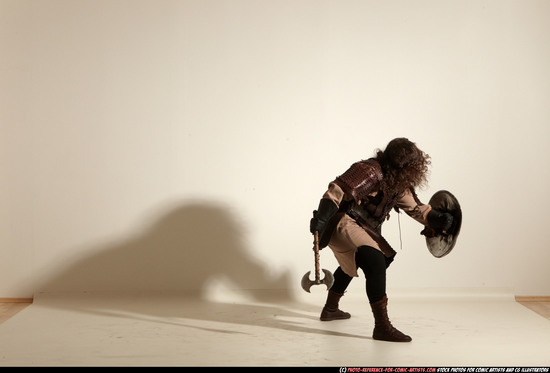 Man Adult Chubby White Fighting with sword Moving poses Army