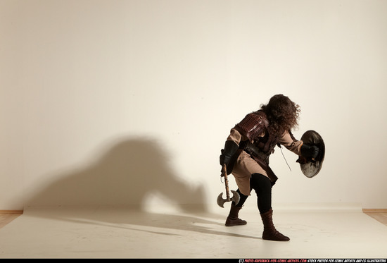 Man Adult Chubby White Fighting with sword Moving poses Army