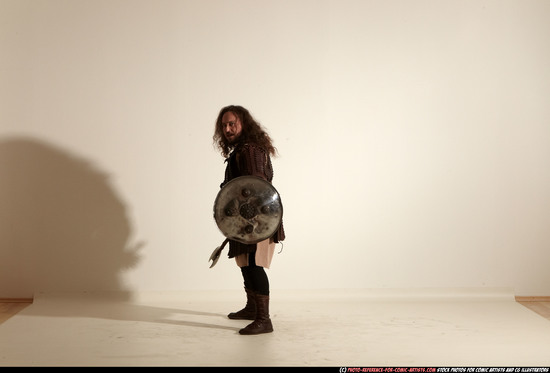 Man Adult Chubby White Fighting with sword Moving poses Army