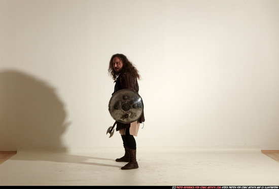 Man Adult Chubby White Fighting with sword Moving poses Army