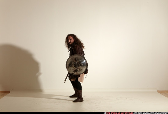 Man Adult Chubby White Fighting with sword Moving poses Army