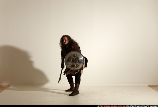 Man Adult Chubby White Fighting with sword Moving poses Army