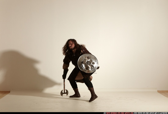 Man Adult Chubby White Fighting with sword Moving poses Army