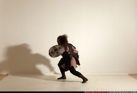 Man Adult Chubby White Fighting with sword Moving poses Army