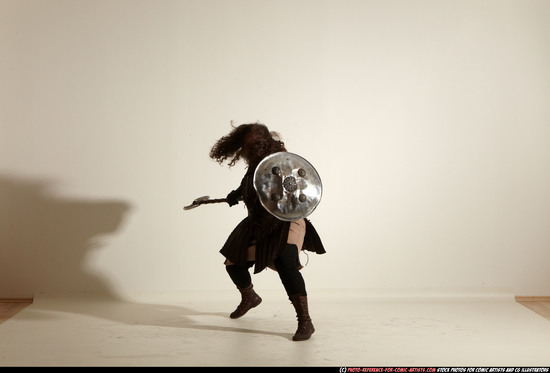 Man Adult Chubby White Fighting with sword Moving poses Army