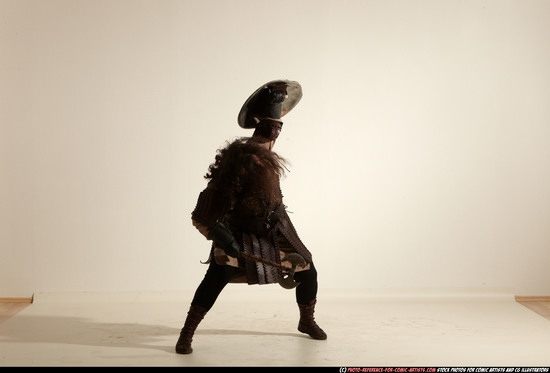 Man Adult Chubby White Fighting with sword Moving poses Army