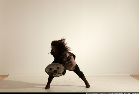 Man Adult Chubby White Fighting with sword Moving poses Army