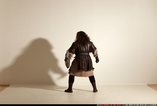 Man Adult Chubby White Fighting with sword Moving poses Army