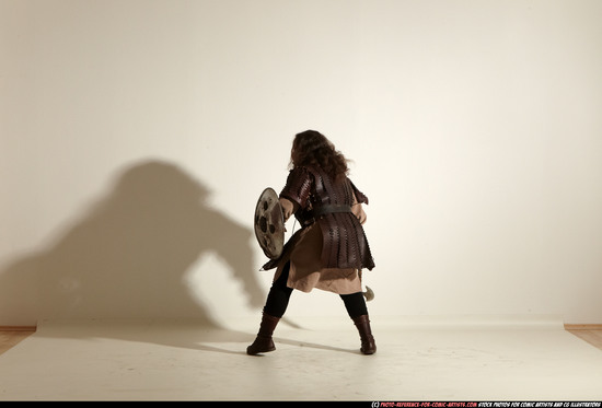 Man Adult Chubby White Fighting with sword Moving poses Army