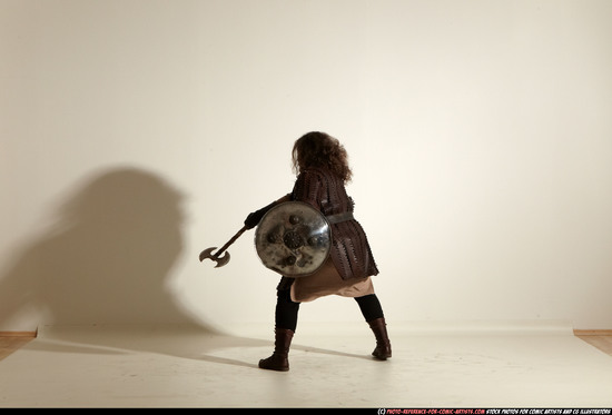 Man Adult Chubby White Fighting with sword Moving poses Army