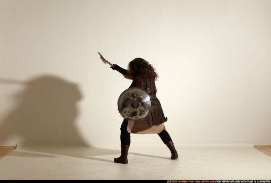 Man Adult Chubby White Fighting with sword Moving poses Army