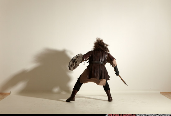 Man Adult Chubby White Fighting with sword Moving poses Army