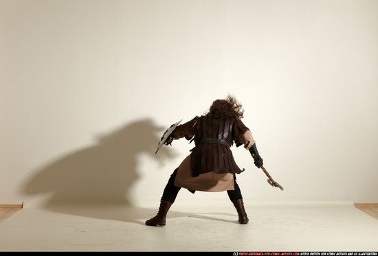 Man Adult Chubby White Fighting with sword Moving poses Army